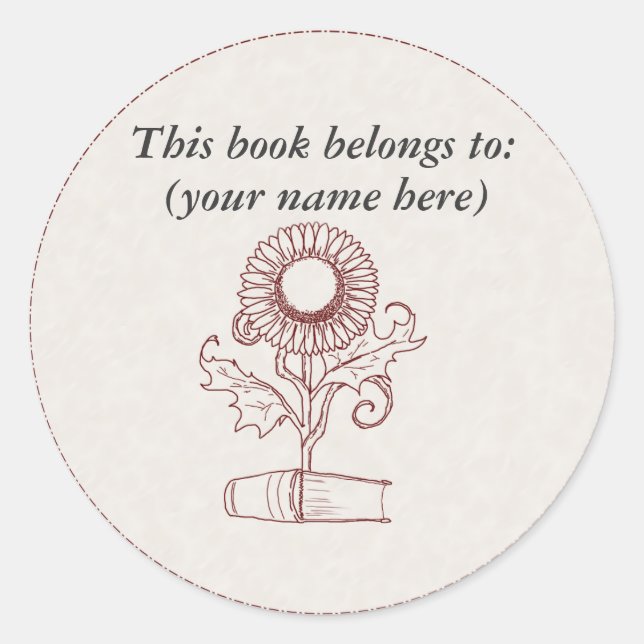 Sticker Rond Fleur et livre (Devant)