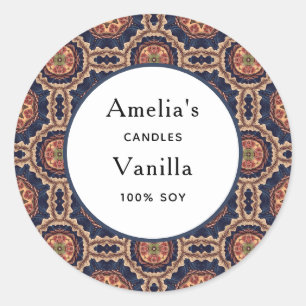 Sticker Rond Fleur et Motif Star Shapes - Bougie Business