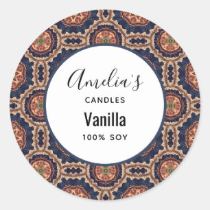 Sticker Rond Fleur et Motif Star Shapes - Bougie Business