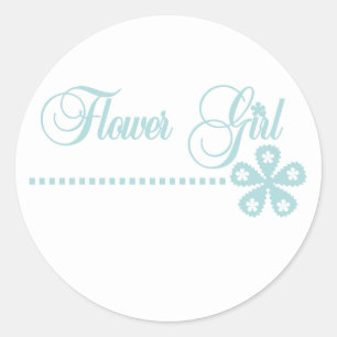 Sticker Rond Fleur Fille Élégance Turquoise