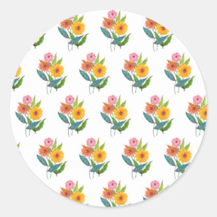 Sticker Rond Fleur Fleur sauvage artistique Zinnia
