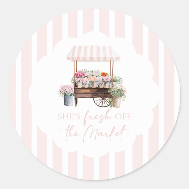 Sticker Rond Fleur Fraîche du Marché Fleurs Chariot Enterrement (Devant)