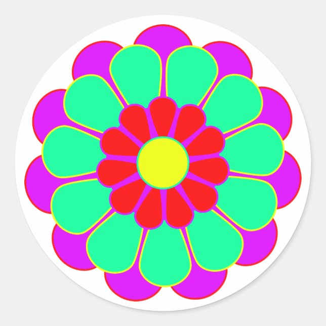 Sticker Rond Fleur Funky Power Bloom I (Devant)