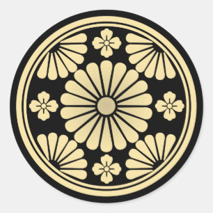 Sticker Rond Fleur Golden Kiku