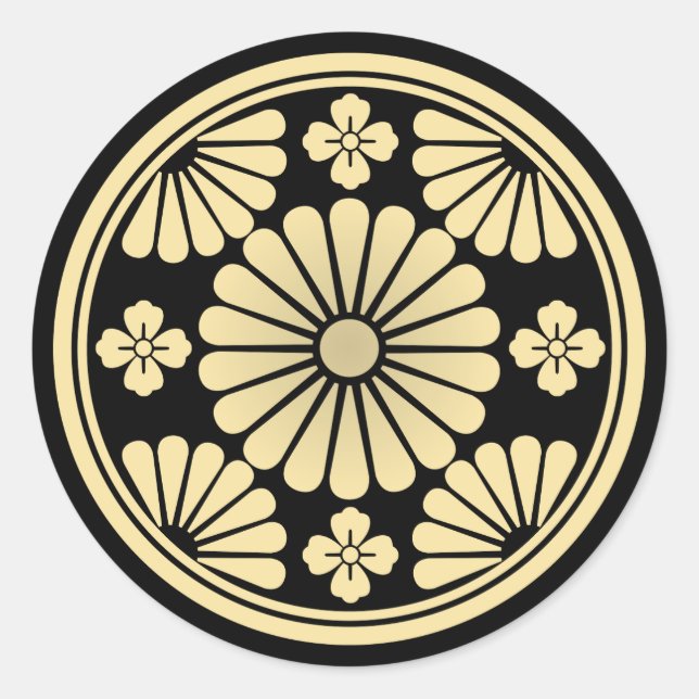 Sticker Rond Fleur Golden Kiku (Devant)