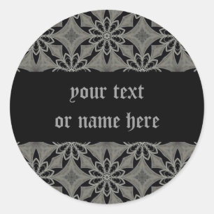 Sticker Rond Fleur gothique médiévale personnalisable