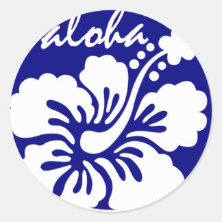 Sticker Rond fleur Hawaii bleue