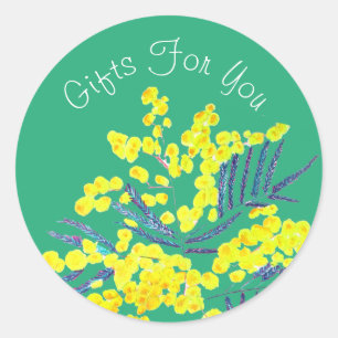Sticker Rond Fleur jaune design Cadeau marque d'entreprise