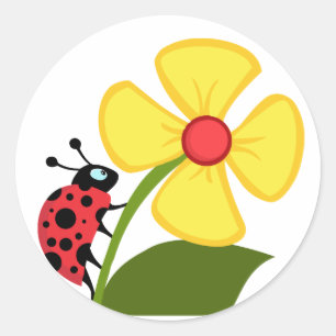 Sticker Rond Fleur Ladybug