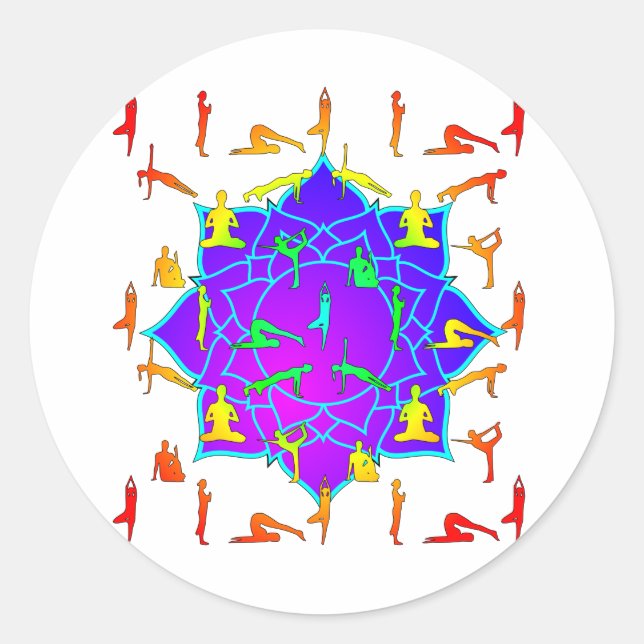 Sticker Rond Fleur Lotus Avec Poireaux De Yoga (Devant)