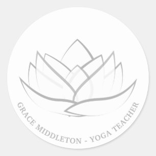 Sticker Rond Fleur Lotus simple et élégante personnalisée
