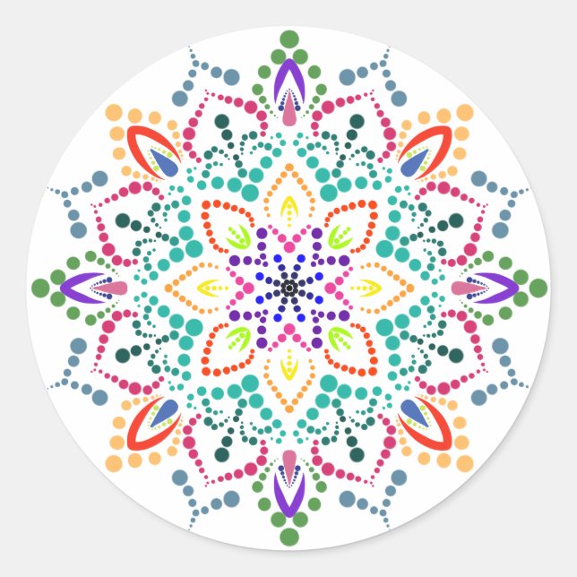 Sticker Rond Fleur Mandala (Devant)