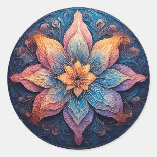 Sticker Rond Fleur Mandala Vibrante Décoration Florale Spiritue