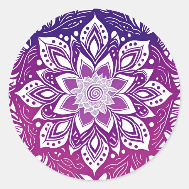 Sticker Rond Fleur Mandala violette (Devant)