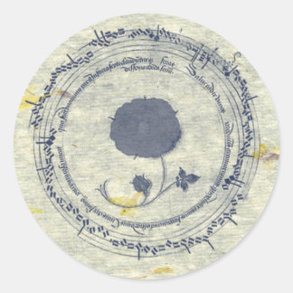 Sticker Rond Fleur manuscrite médiévale