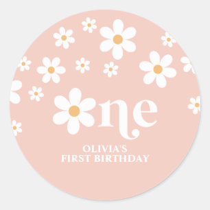 Sticker Rond Fleur marguerite 1er anniversaire
