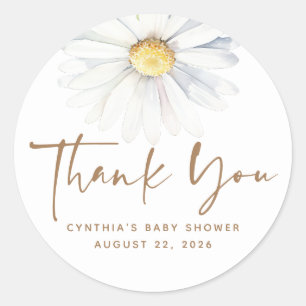 Sticker Rond Fleur marguerite Elégant Cute Blanc Boho