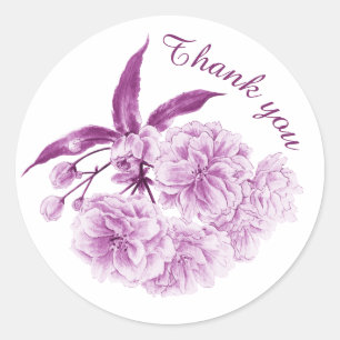 Sticker Rond Fleur mauve de printemps Merci