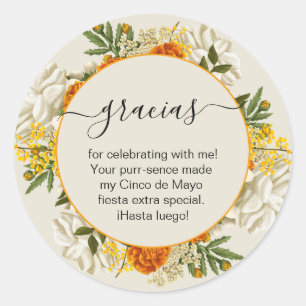 Sticker Rond Fleur Mexicaine gracias Merci