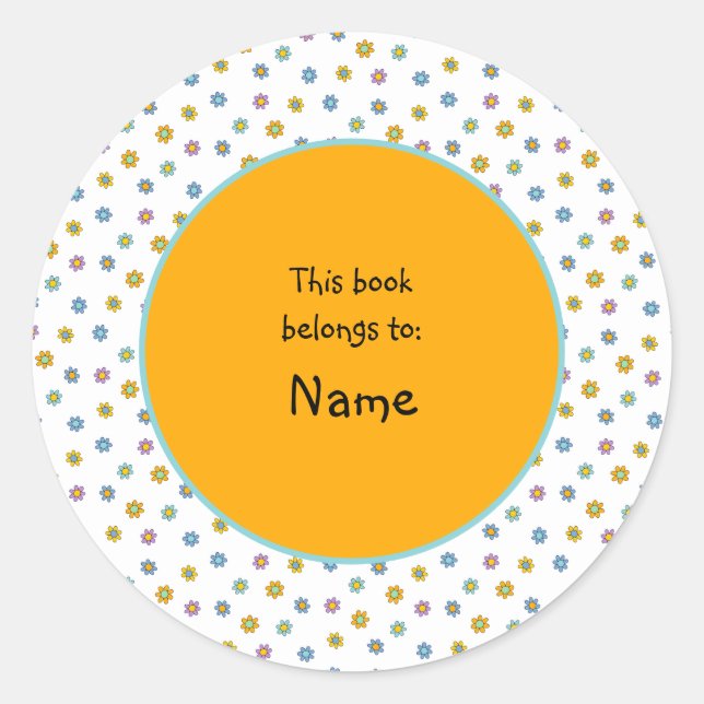 Sticker Rond fleur mignonne et colorée (Devant)