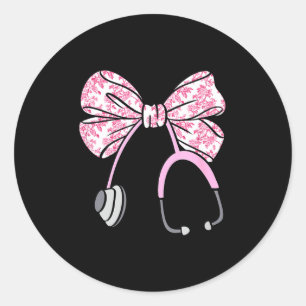 Sticker Rond Fleur Nk Coquette Arc Rn Infirmière Stéthoscope So