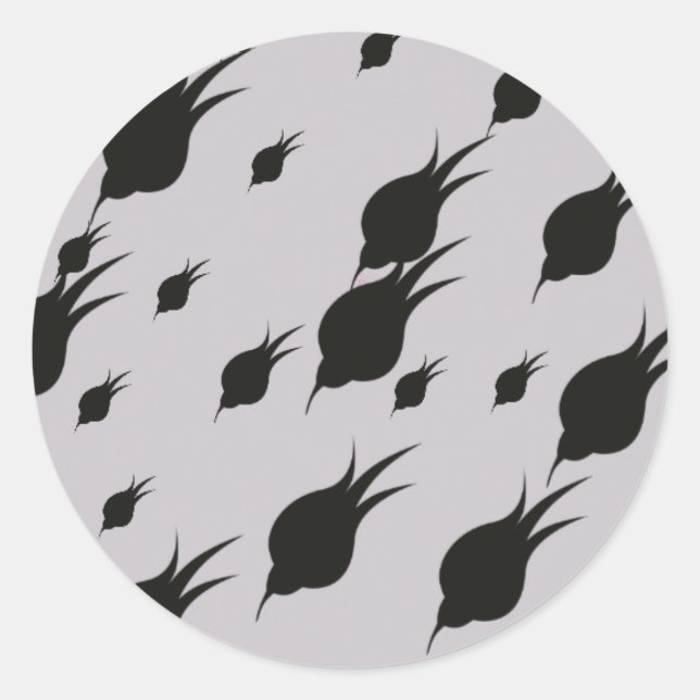 Sticker Rond fleur noire dans des flocons de neige (Devant)