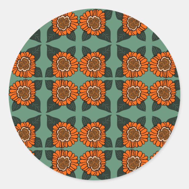 Sticker Rond Fleur orange (Devant)