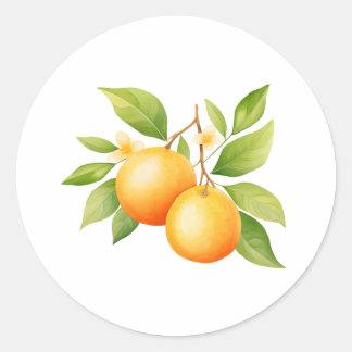 Sticker Rond Fleur orange aquarelle