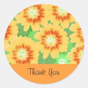 Sticker Rond Fleur Orange Merci
