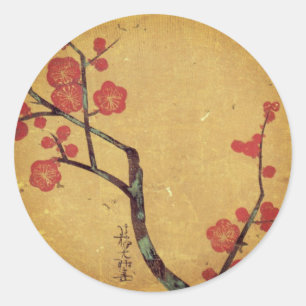 Sticker Rond Fleur orientale vintage cerisier japonais