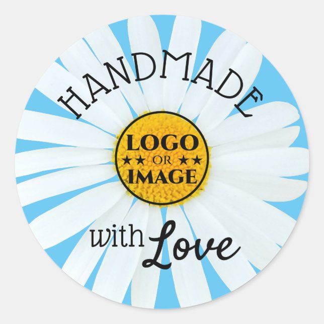 Sticker Rond Fleur pâle Pastel Bleu marguerite Fabriquée avec a (Devant)