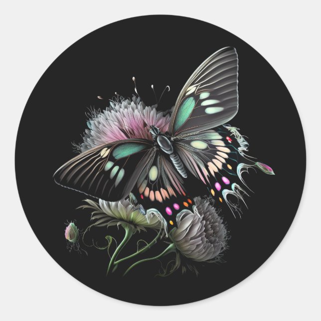 Sticker Rond fleur-papillon (Devant)