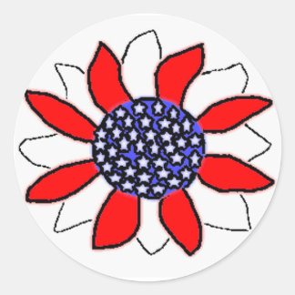 Sticker Rond Fleur patriotique