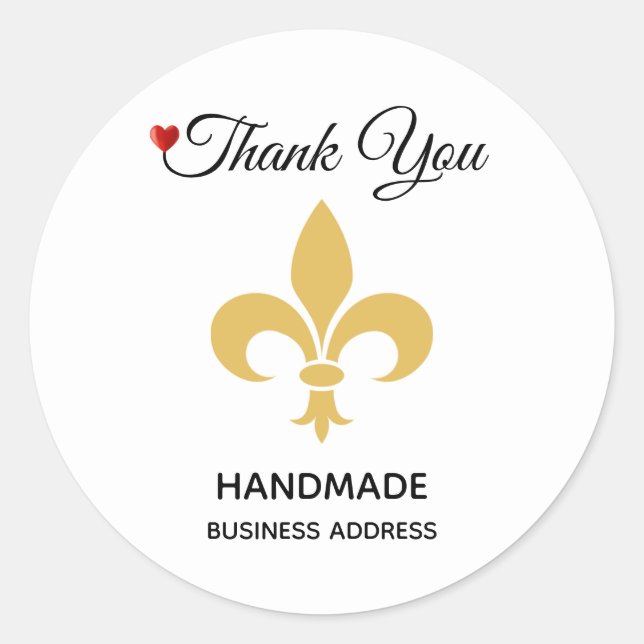 Sticker Rond Fleur personnalisée et texte artisanal en blanc (Devant)