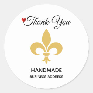 Sticker Rond Fleur personnalisée et texte fait main sur fond bl
