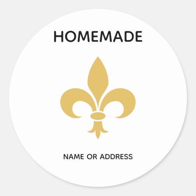 Sticker Rond Fleur personnalisée et texte fait maison en blanc (Devant)