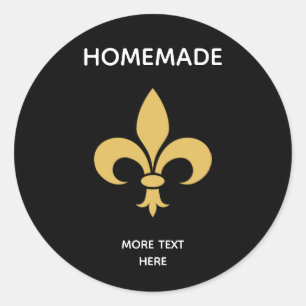 Sticker Rond Fleur personnalisée et texte fait maison en noir