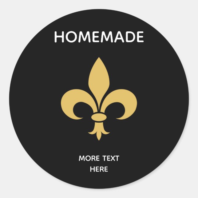 Sticker Rond Fleur personnalisée et texte fait maison en noir (Devant)
