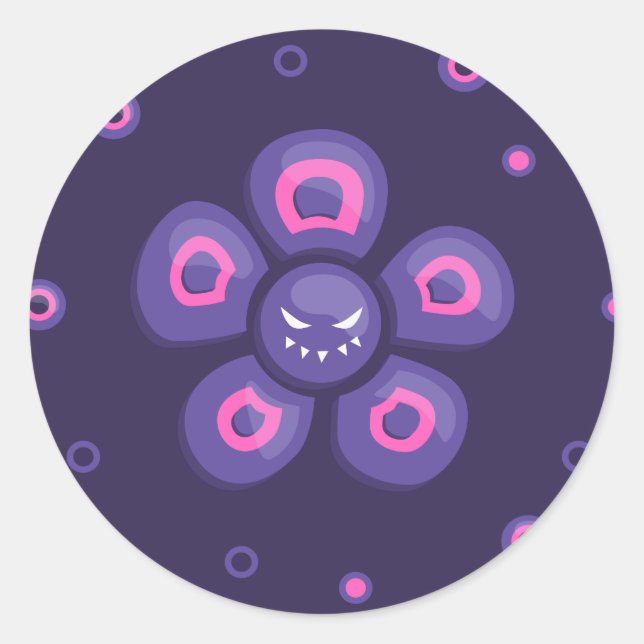 Sticker Rond Fleur pourpre (Devant)