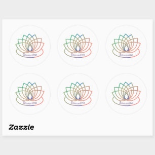 Sticker Rond Fleur Rainbow Lotus