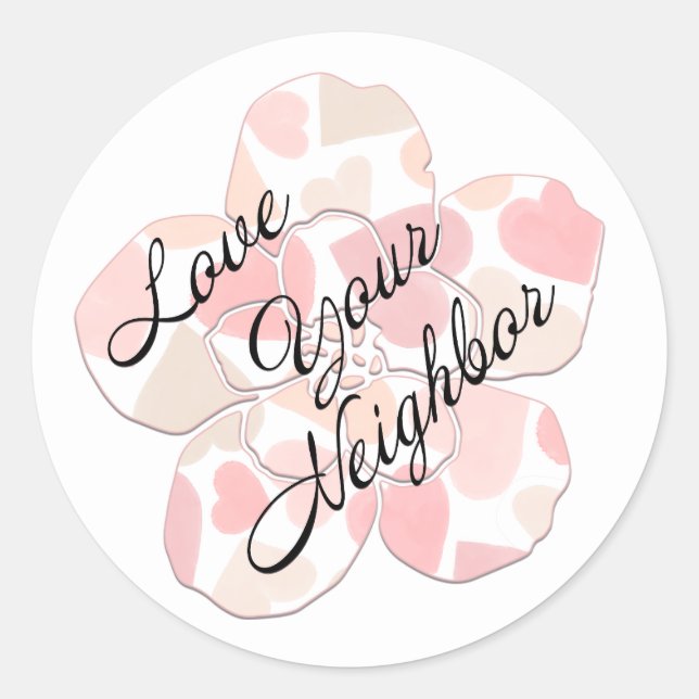 Sticker Rond Fleur remplie de cœur pour aimer son prochain (Devant)