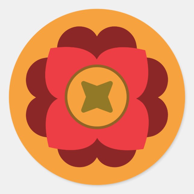 Sticker Rond fleur rétro (Devant)