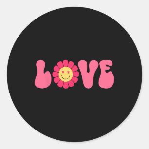 Sticker Rond Fleur rétro Valentine Love