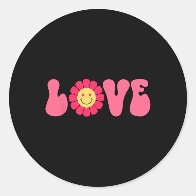 Sticker Rond Fleur rétro Valentine Love (Devant)