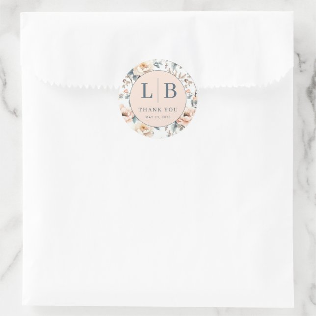 Sticker Rond Fleur Romantique Pastel (Sac)