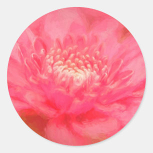 Sticker Rond Fleur rose