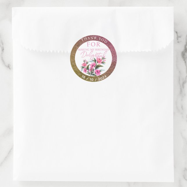 Sticker Rond Fleur rose (Sac)