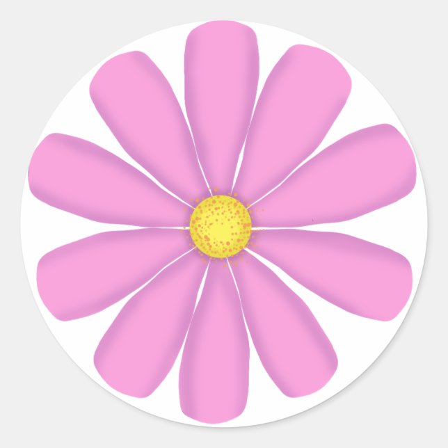 Sticker Rond Fleur rose au centre jaune (Devant)