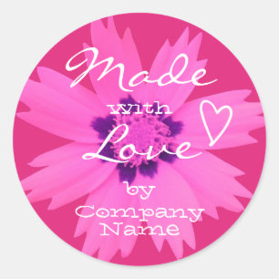 Sticker Rond Fleur rose brillante Fleur Fleur Fabriquée avec am