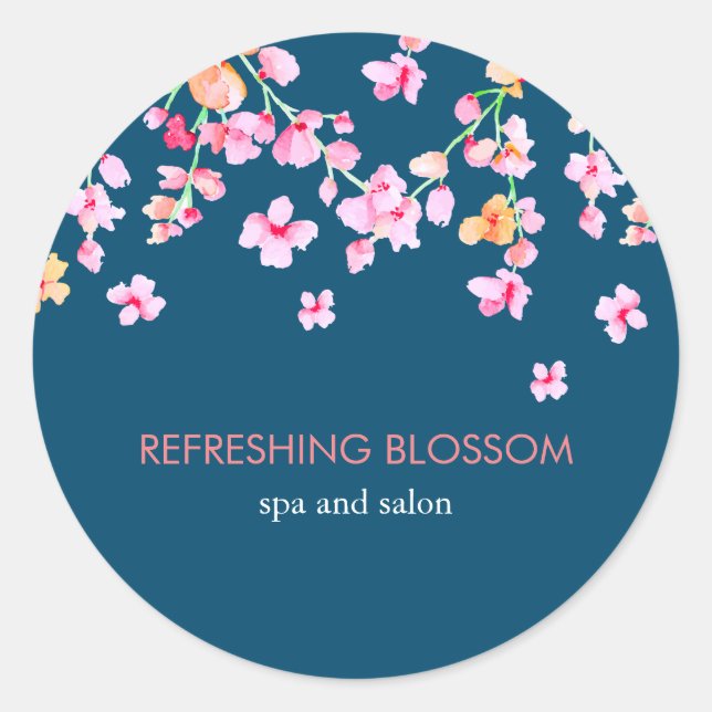 Sticker Rond Fleur rose élégante et jolie (Devant)